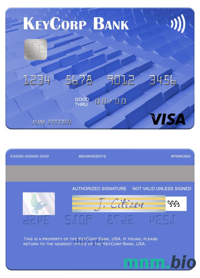 USA KeyCorp Bank przykład karty visa w formacie PSD